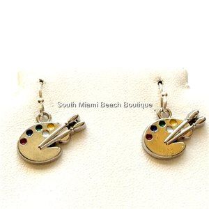Art Palette Earrings Hypoallergenic Pallet Artist Teacher Gift Silver Plated